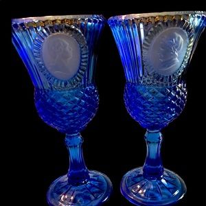 George & Martha Washington Goblet set. Beautiful cobalt blue. Like new!